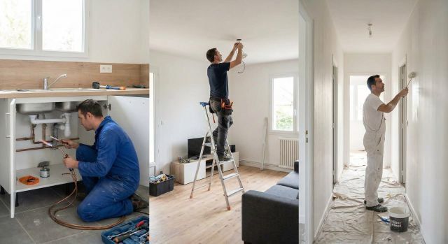 Artisans de différents corps de métier travaillant ensemble sur un projet